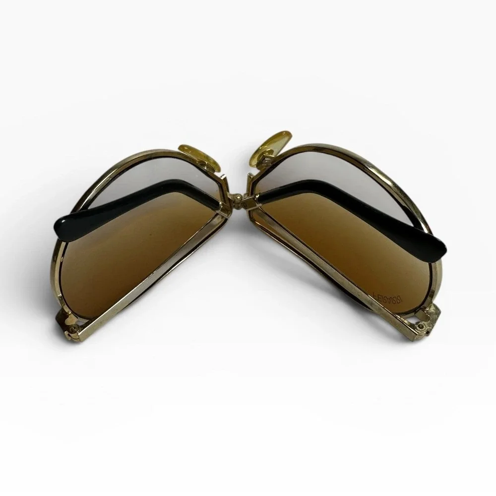 Ferrari Folding Aviator Sunglasses Mens Gold Brown Gradient Vintage Case